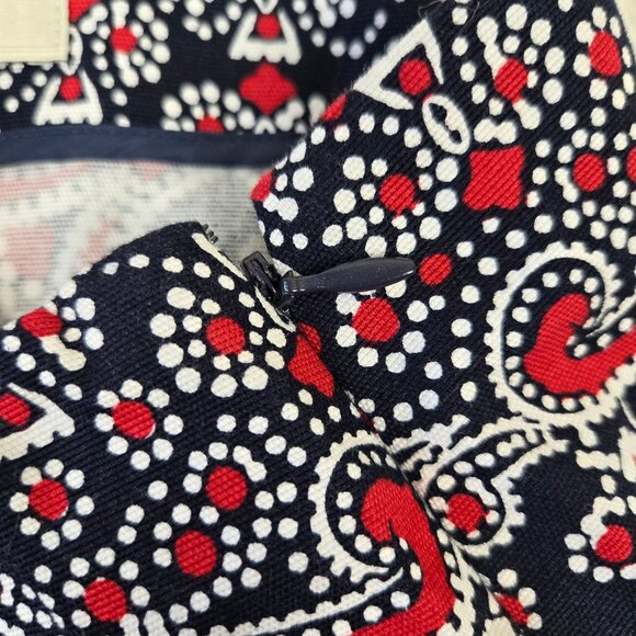 Talbots Size 8 Pencil Skirt Blue with Red White Pattern Hidden Side Zipper - Picture 4 of 10